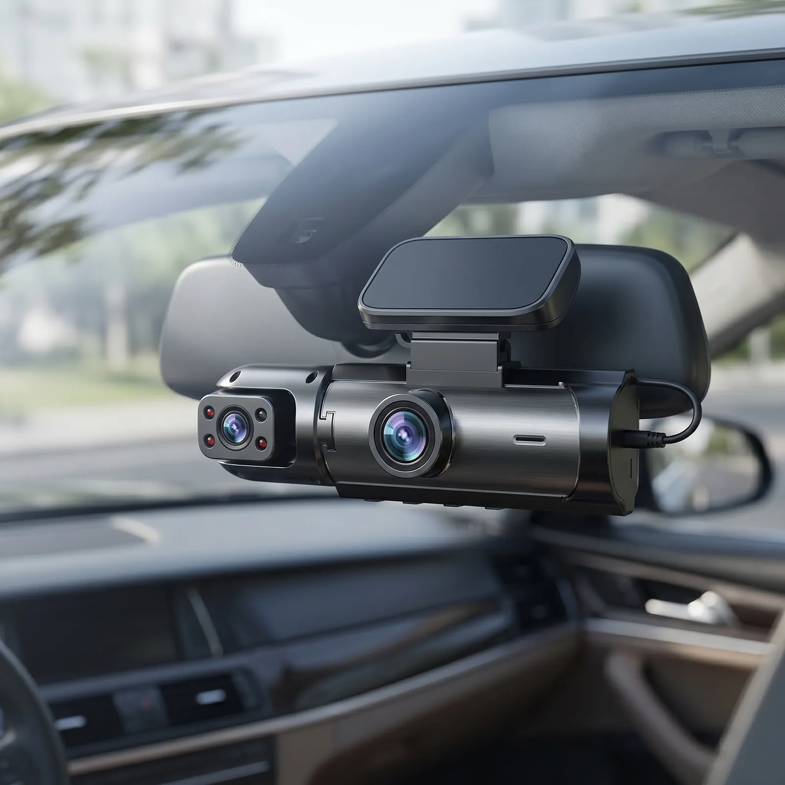 Dashure dash cam mounted in a car
