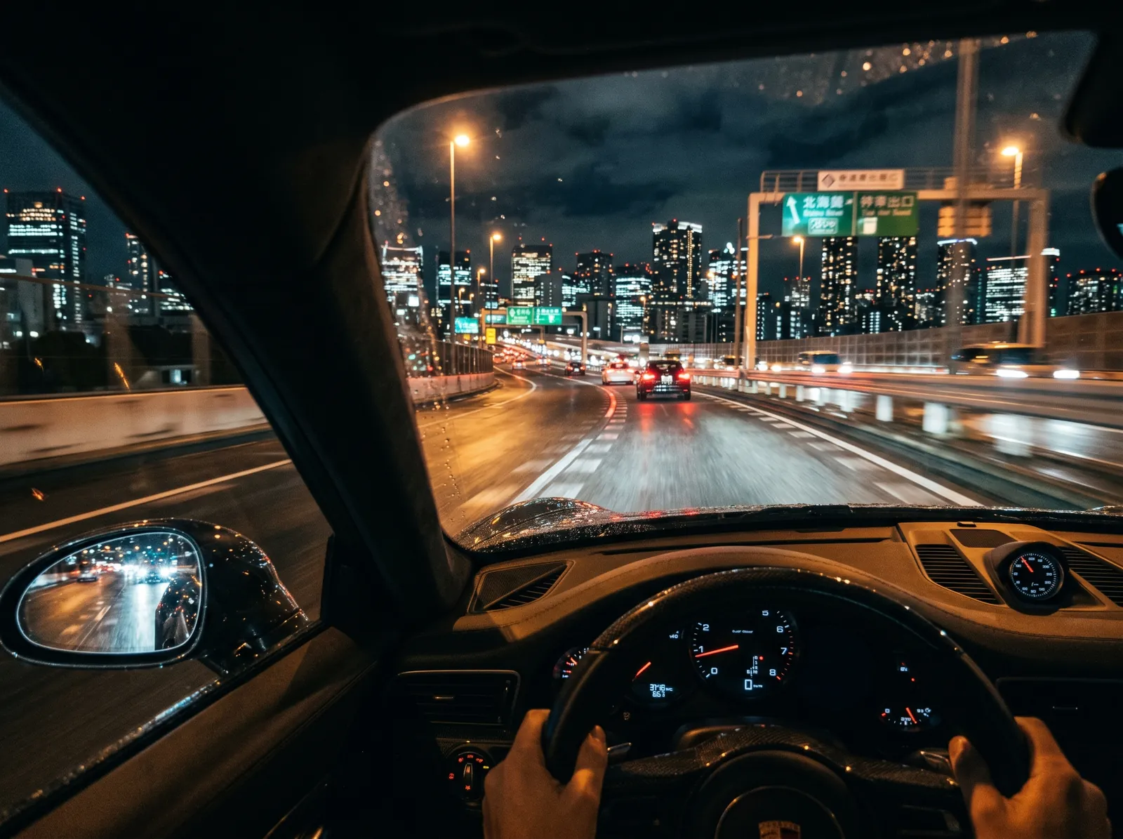 Night driving scene with strong low-light clarity